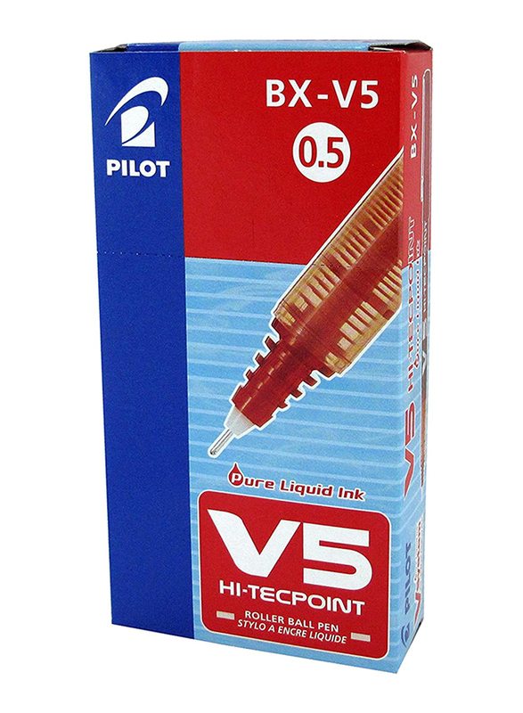 Pilot 12-Piece V5 Rollerball Pen Set, Red