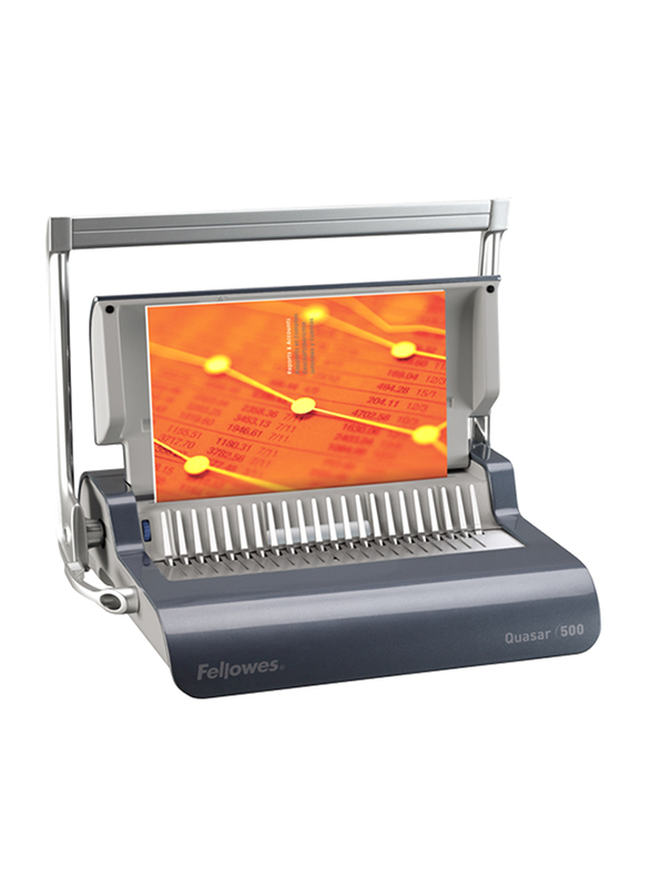 Fellowes Quasar 500 Manual Comb Binding Machine, Grey/Silver