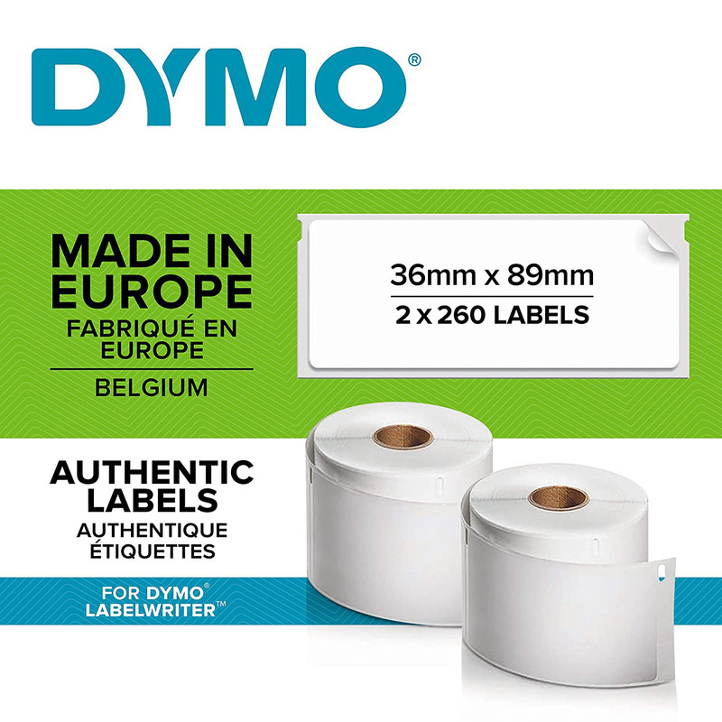 Dymo Labelwriter Labels, 2 Rolls of 260, S0722400, White