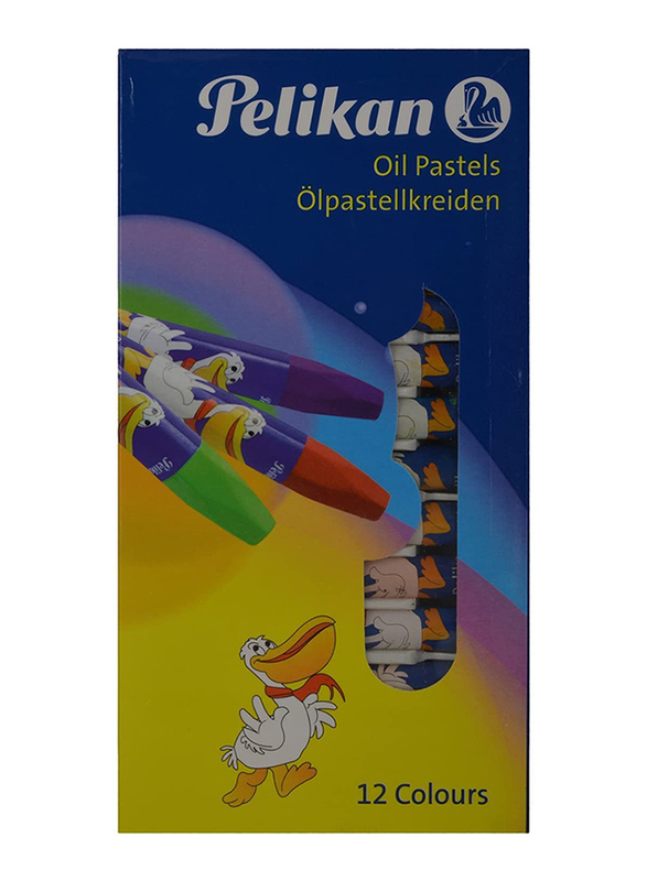 Pelikan Hexagon Oil Pastel Crayons, 12 Pieces, Multicolor