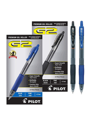 Pilot 24-Piece G2 Retractable Premium Gel Ink Fine Point Rollerball Pen Set, 0.7mm, Black/Blue