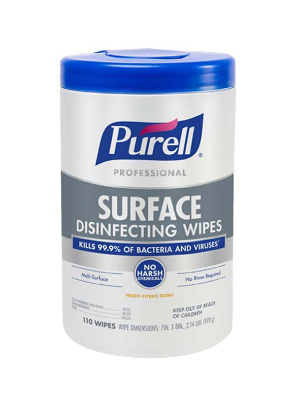 Purell Professional Surface Disinfecting Wipes, 9342-06, 110 Sheets