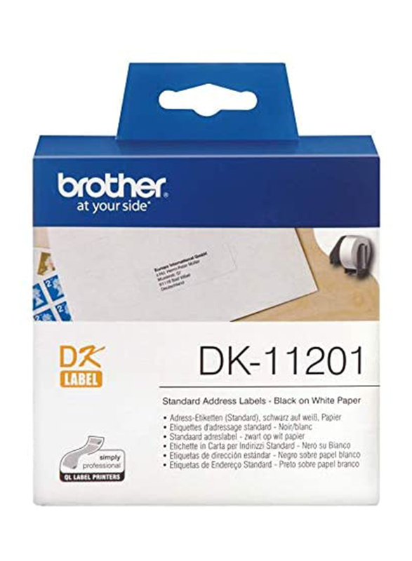 Brother Standard Address Label Roll, 29 x 90mm, DK-11201, Black
