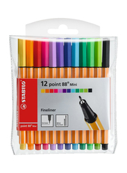 Stabilo 12-Piece Point 88 Ballpoint Mini Fineliner Set, Multicolour