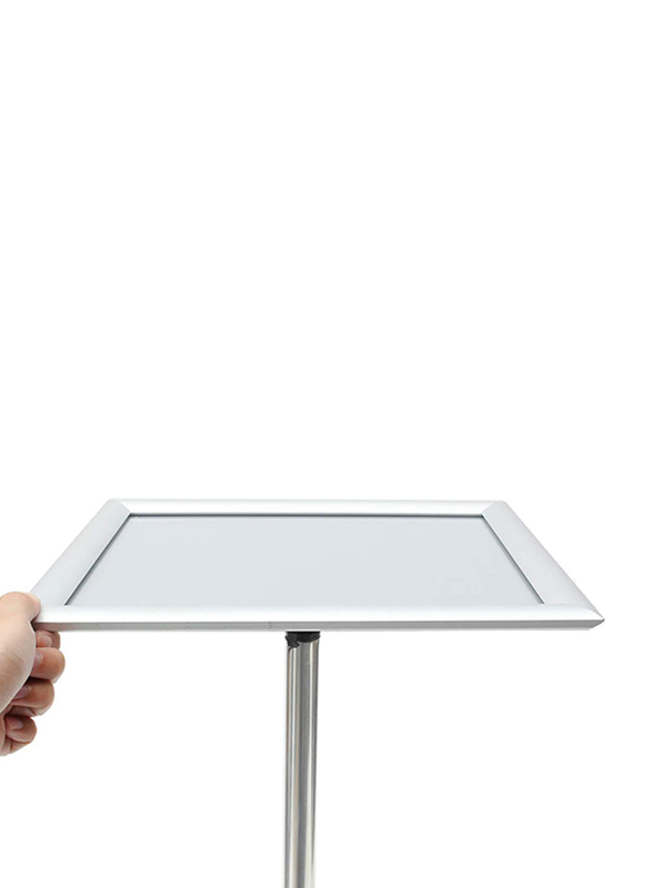 GD Adjustable A4 Metal Display Pedestal Sign Floor Holder Stand Poster, Silver HQ