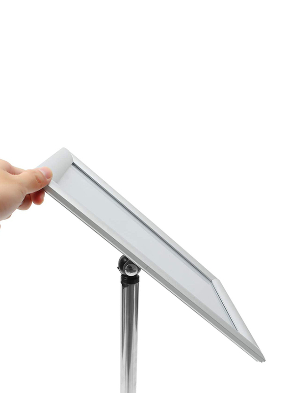 GD Adjustable A4 Metal Display Pedestal Sign Floor Holder Stand Poster, Silver HQ