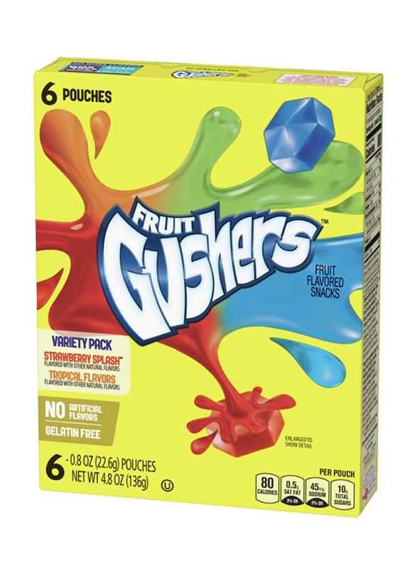 

Betty Crocker Fruit Gushers Flavour Snacks, 6 Pouches, 136g