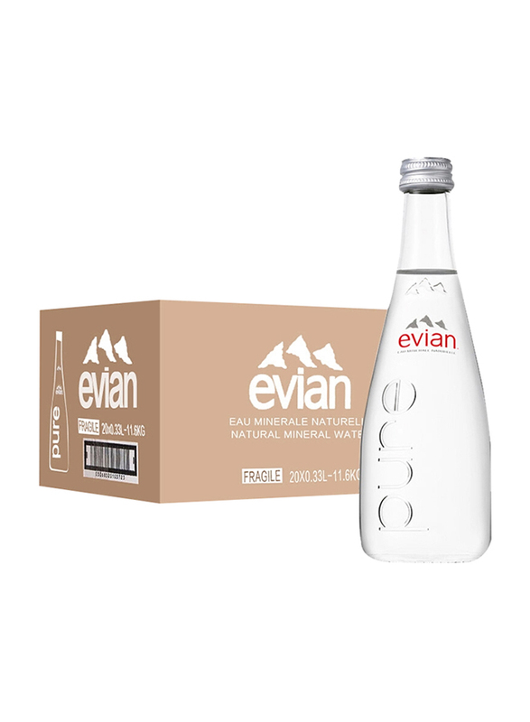 

Evian Natural Mineral Water, 20 Glass Bottles x 330ml