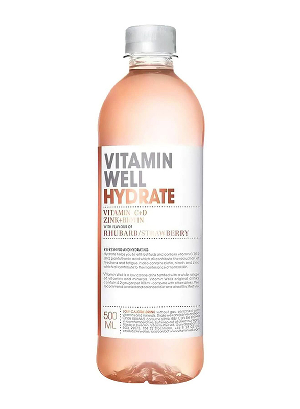 Vitamin Well Hydrate Strawberry Rhubarb Drink, 500ml