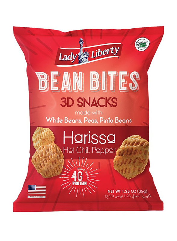 

Lady Liberty Bean Bites Harissa Hot Chilli Pepper 3D Snacks, 35g