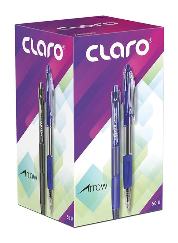 

Claro 50-Piece Arrow Retractable Translucent Ballpoint Pen Set, 0.7mm, Black