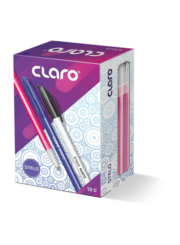 

Claro 50-Piece Stelo Opaque Ball Pen Set, 0.7mm, Black