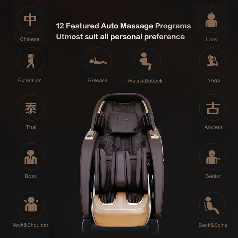 Rotai RT8713 Multi Functional Massage Chair, White/Beige/Brown