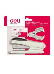Deli Office Series Stapler with Remover & Pin, White/Black