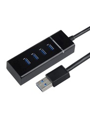 High Speed 4-Port 5 Gbps USB 3.0 Hub with LED, Black