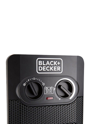 Black+Decker Tower Fan Heater With Dual Heat Setting, 2000W, HX340-B9, Black