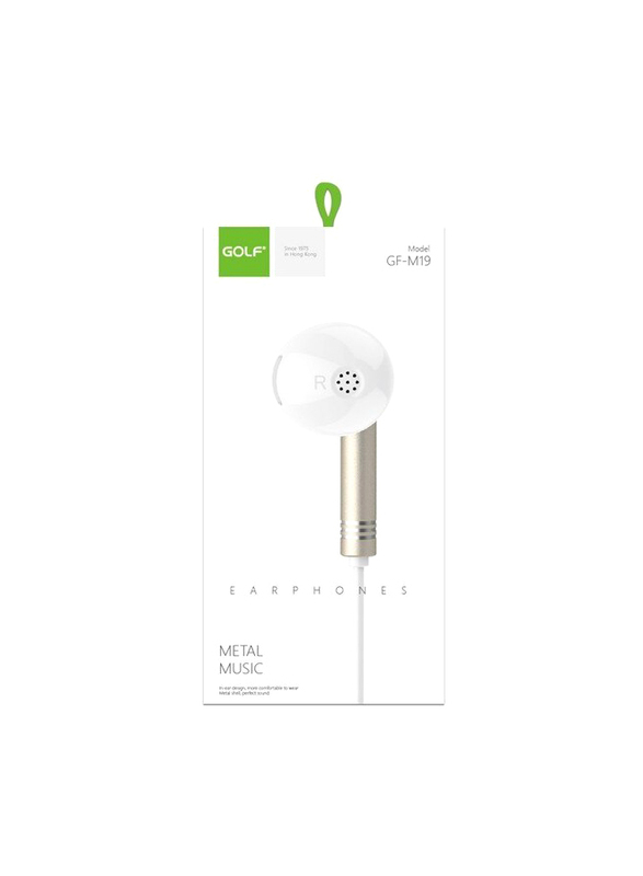 Golf Space M19 Fit 3.5mm Jack In-Ear Noise Cancelling Earphones, White