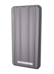 Powerology 10000mAh Ultra Compact Portable Slim Shock Resistant 3.0 Fast Charging Power Bank with Micro USB and USB Type-C Input, Grey
