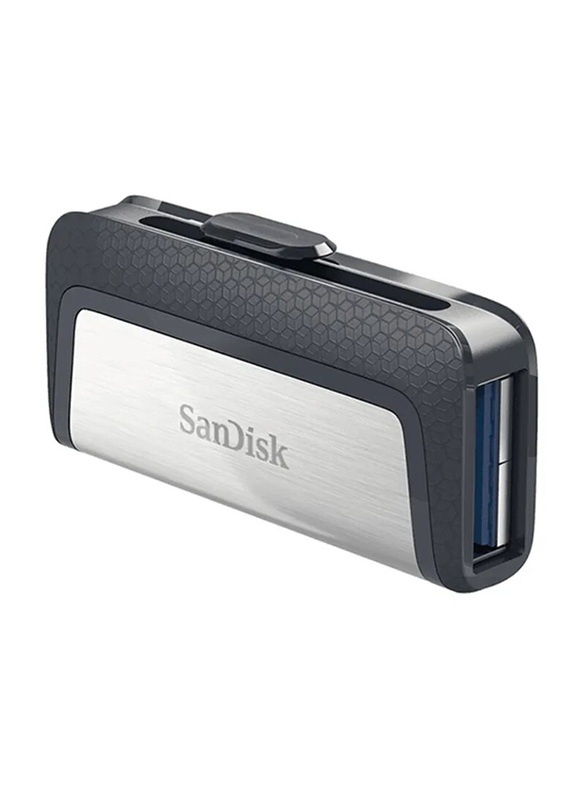 SanDisk 64GB Ultra Dual USB 3.1 Type-C Flash Drive, Silver/Black