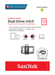 SanDisk 32GB Move The Ultra Dual Drive mUSB 3.0 Flash Drive, Clear/Black