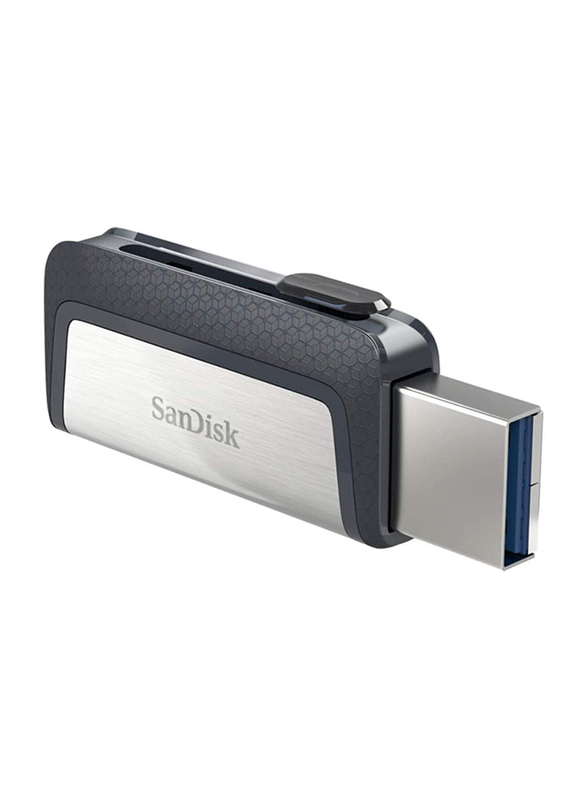 SanDisk 256GB Ultra Dual USB 3.1 Type-C Flash Drive, Silver/Grey