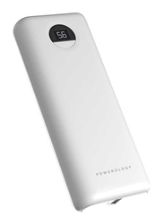 Powerology 20000mAh 30W Compact PD Power Bank with USB-C Input, White