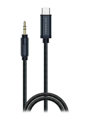 Powerology 1.2-Meter 3.5mm Jack Aluminium Braided AUX Cable, USB Type-C Male to 3.5mm Jack for Seamless Music Streaming Cable, Grey