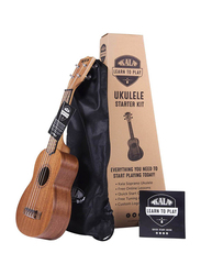 Kala Soprano Starter Kit LTP S Ukulele, Rosewood Fingerboard, Natural Beige