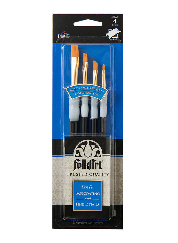 

Plaid FolkArt Gold Taklon Brush Set for Fine Detail & Base coating, 4-Piece, Black