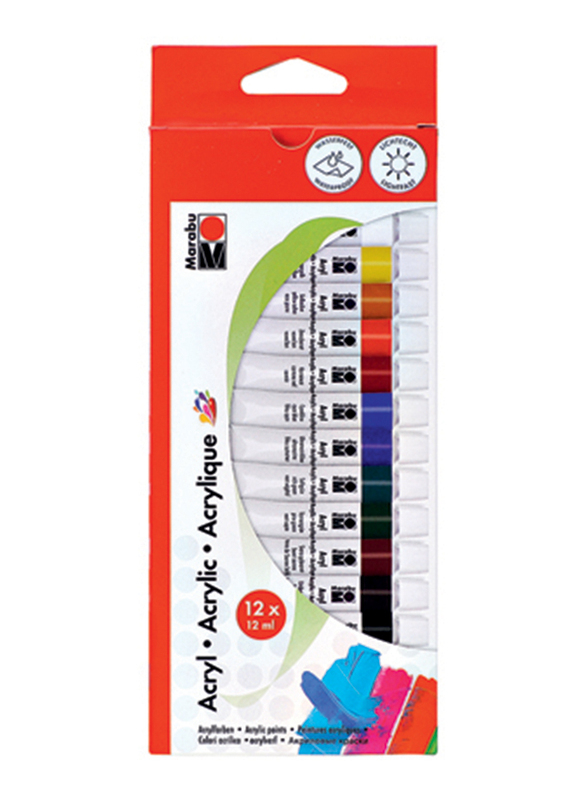 

Marabu Acrylic Paint Set, 12 x 12ml, Multicolour