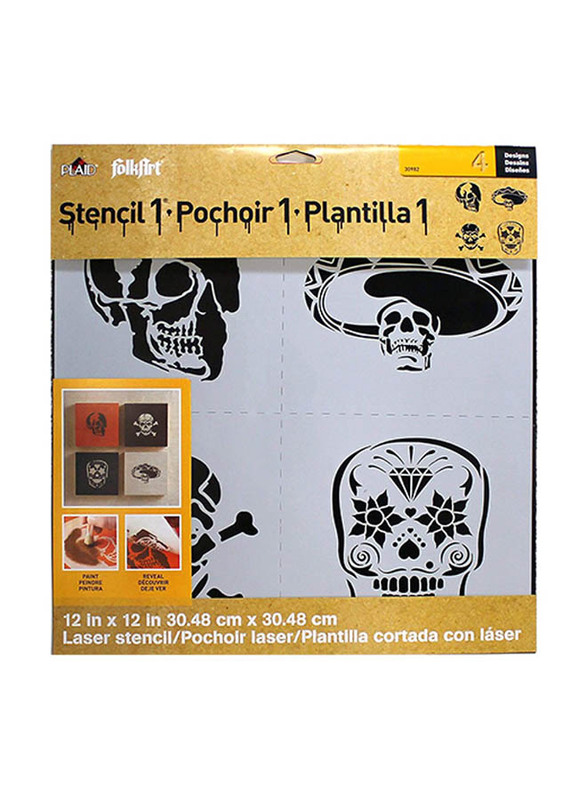 

Plaid FolkArt Ed Roth Skull Set Stencil, 12 x 12, White