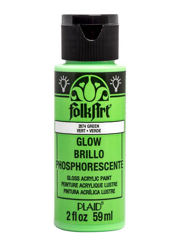 

Plaid Folkart Glow In The Dark Matte Acrylic Paint, 236ml, Glow Green