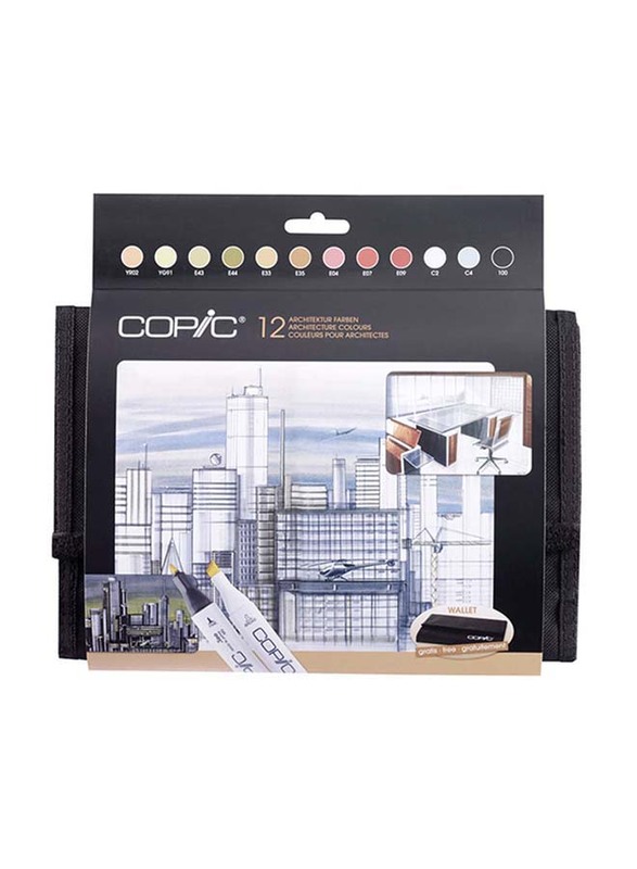 

Copic 12-Piece Architecture Colours Markers Set with 24-Piece Wallet, Multicolour