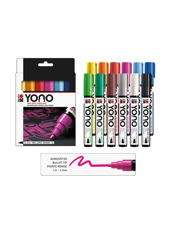

Marabu Yono 12-Piece Acrylic Marker Set, Multicolour