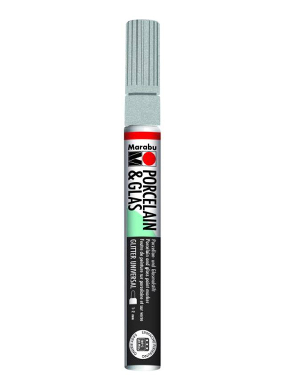 

Marabu Porcelain & Glas Paint Marker, 1-2mm, 582 Glitter Silber