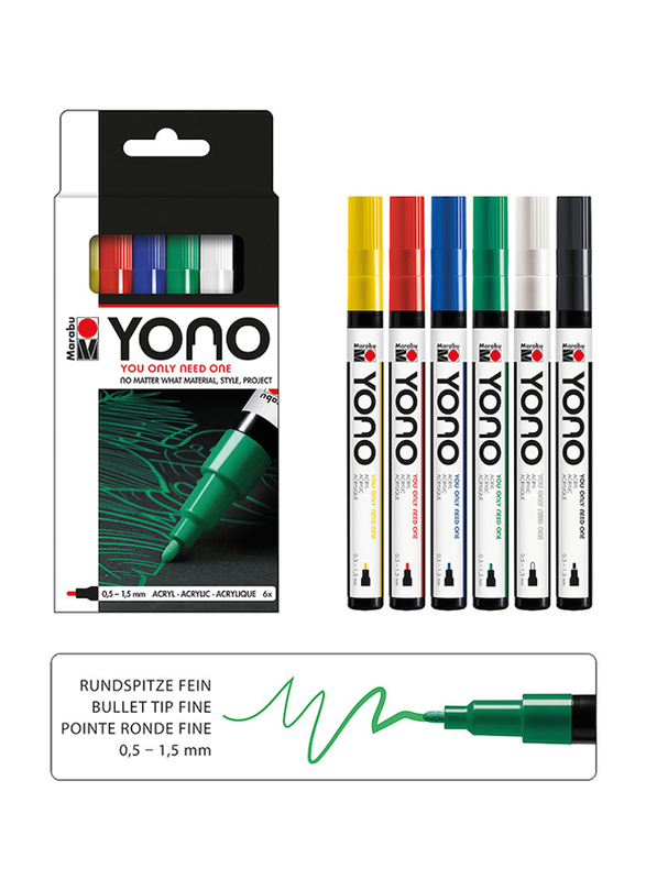 

Marabu Yono 6-Piece Acrylic Marker Set, Multicolour