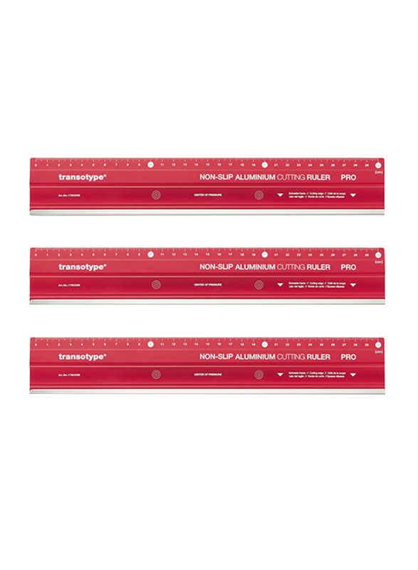 

Transotype Pro Aluminium Cutting Ruler, 30cm, Red