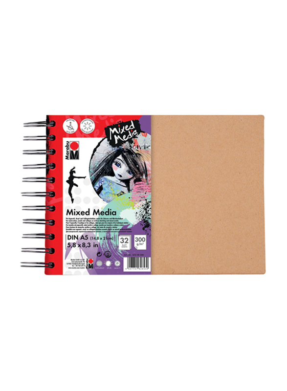 

Marabu Ring Binder Mixed Media, 32 Sheets, 300 GSM, A5 Size