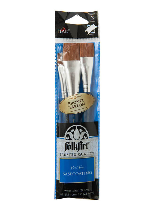 

Plaid FolkArt Bronze Taklon Brush Set for Base coating, 3-Piece, Black