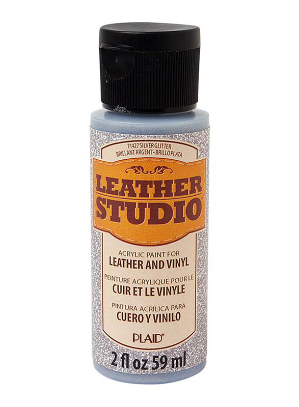 

Plaid Leather Studio Paint Colour, 59ml, Silver Glitter