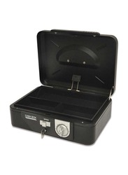 FIS Cash Box with Number/Key Lock, 10-inch Lock Size, 250 x 180 x 85mm, FSCPTS1026CBK, Steel Black