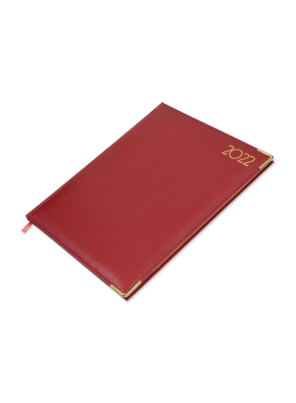 

FIS Golden Executive 2022 English/French 1-Week At A Glance Notebook, 128 Sheets, 70 GSM, FSDI35EG22MR, Maroon