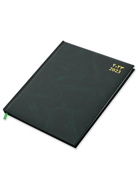 

FIS 2023 Arabic/English/French Executive Diary with 1-Week at a Glance and 1-Side Padded Vinyl Cover, 128 Sheets, 70 GSM, FSDI34AE23GR, Green