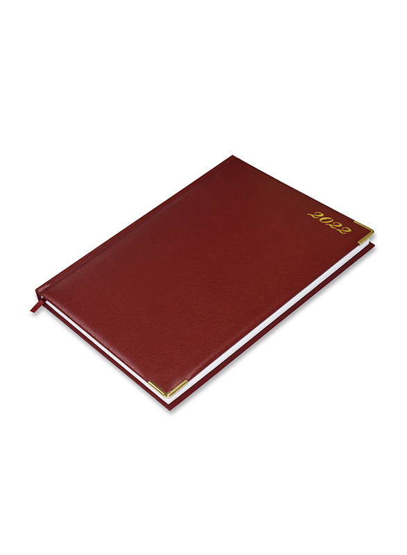 

FIS Vinyl 2022 1-Side Padded English Diary with Gold Corner, 320 Sheets, 60 GSM, A4 Size, FSDI48EG22MR, Maroon