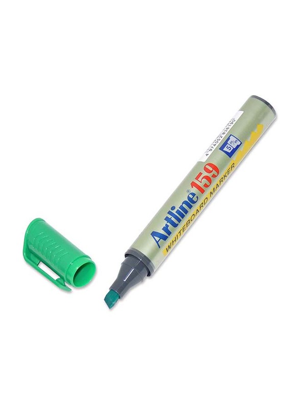 Artline 12-Piece 159 White Board Marker Set, Chisel Style Nib, 2.0-5.0mm, Green
