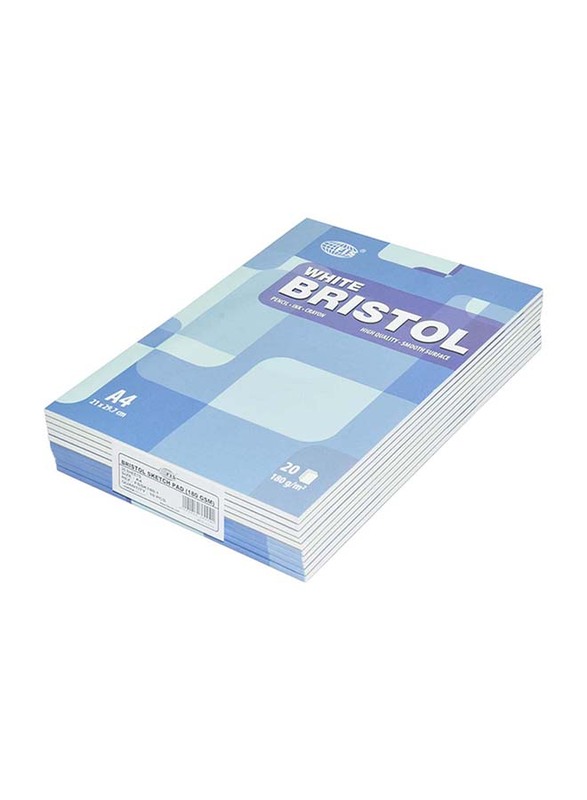 

FIS 10-Piece Bristol Sketch Pad Set, 20 Sheets, A4 Size, FSSK180-1, White