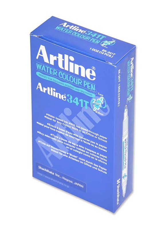 Artline 12-Piece 341T Twin Water Colour Marker Set, 1.0-0.4mm, Orange