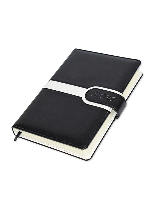 

FIS 2023 1-Day A Page Italian PU 2-Side Padded English Diary with Magnetic Loop, 384 Sheets, 70 GSM, A5 Size, FSDI85E23BK, Black