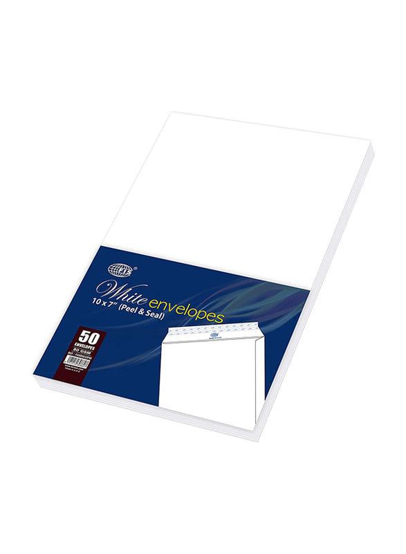 

FIS Peel & Seal Envelope, 80GSM, 10 x 7inch, 50 Pieces, FSWE8033P50, White