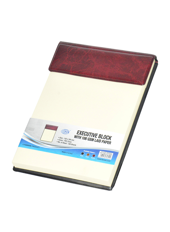 

FIS Executive Block with PVC Cover, 100 GSM Laid Paper, 100 Sheets, 130 x 195 mm Size, FSBLLD13195MR, Maroon